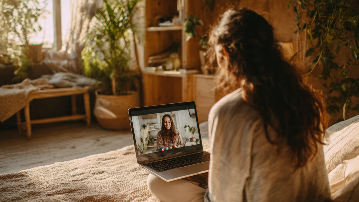 Paciente en sesión de psicólogo online desde casa - Mentalsa